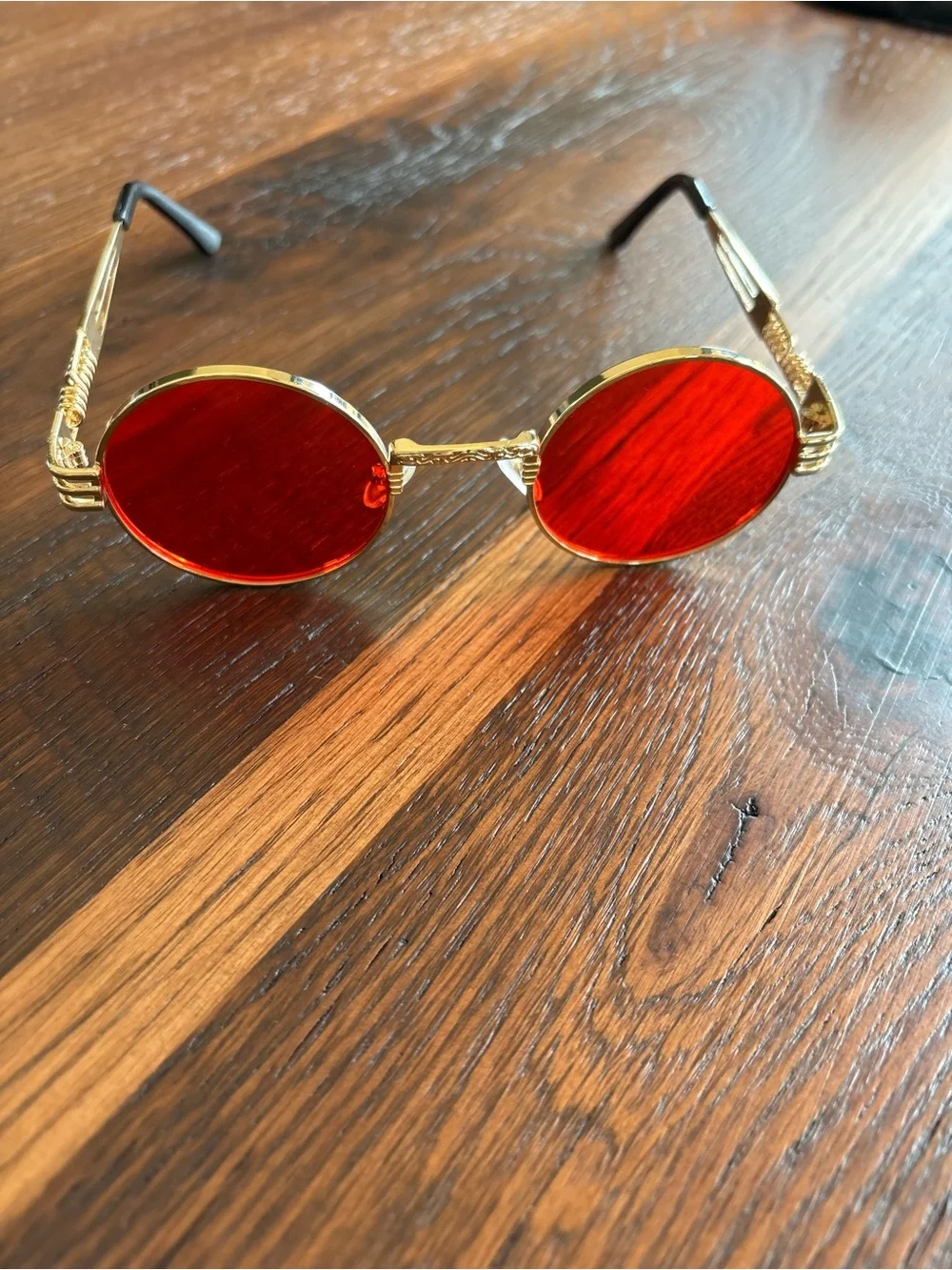 Steampunk Sun Glasses, Vintage Style Round Vibrant Red AIEYEZO, Halloween OS
